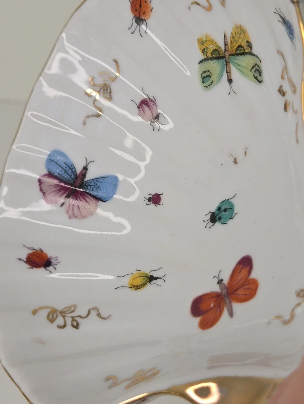 VTG Ardalt Porcelain Gold Trim Insects Bugs Japan Hand Painted Trinket‎ Dish